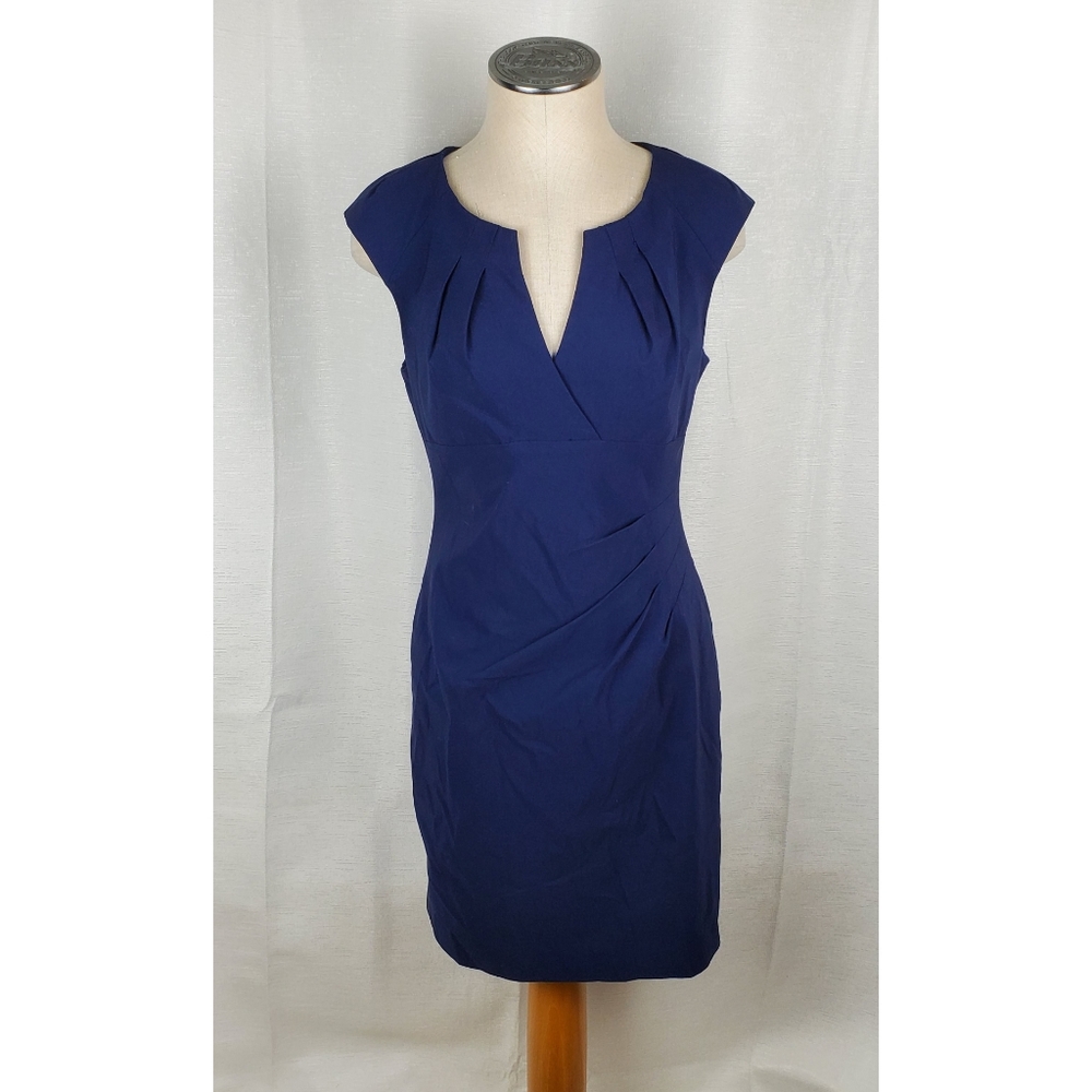 Adrianna Papell Navy Cap Sleeve Pencil Dress